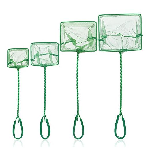 Tugaizi Aquarium Fish Net Fine Quick Catch Mesh Nylon Fishing Catch Nets with Plastic Handle - Green (3in, 4in,5in, 6in)