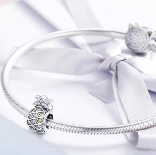 Abalorio de piña de plata 925 legítima para pulseras de abalorios finos 2
