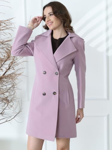 Image of PLAGG Women's Notched Lapel Long Overcoat