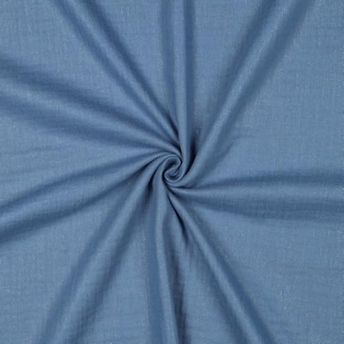 Tissu double gaze bleu scintillant pour coudre vos robes d'été