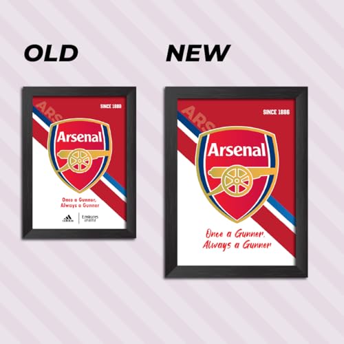 Image of TenorArts Arsenal Football Club Poster Logo Tagline Laminated Photo Frame Painting with Matt Finish Black Textures(12 inches x 9inches)