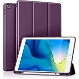 Akkerds Case Compatible with iPad 10.2 Inch 2021/2020/2019, for iPad 9th/8th/7th Generation with Pencil Holder, Protective Cover with Soft TPU Back, Auto Sleep/Wake, BerryPurple