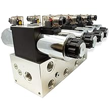 Electric Hydraulic Double Acting Directional Control Valve, 4 Spool, 25 GPM C Spool Closed Center 12 Volt