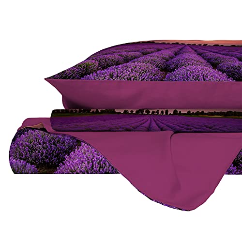 Parure de lit imprimée numérique 2 places en microfibre lavande