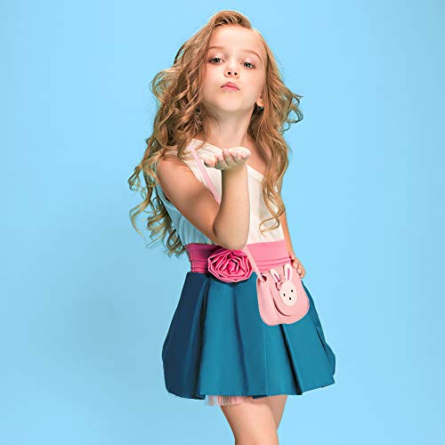 Heyu-Lotus Süße Umhängetasche Kleine Mädchen Handtasche Kinder Prinzessin Mini Taschen Handtasche Mädchen Klein Hase mit Verstellbarem Gurt für Kinder(Rosa)