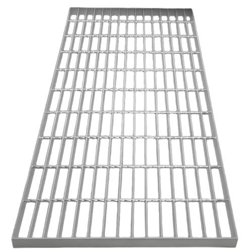 Griglia di scarico in acciaio zincato resistente, per vialetto, cortile, garage e fognature, soluzione di drenaggio esterno (30 x 100 x 3 cm)