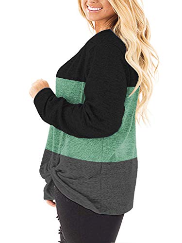 Image of DOLNINE Womens Plus Size Knotted Tops Long Sleeve Tee Shirts Loose Casual Blouse