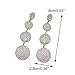 fxmimior Fashion Women Silver Rhinestones Circle Earrings Long Chain Drop Dangle Earrings Jewelry