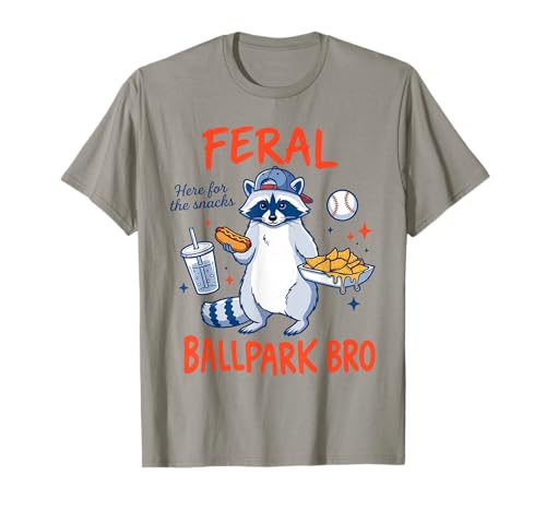 Feral Ballpark Bro Raccoon Baseball Brother Sister Matching T-Shirt