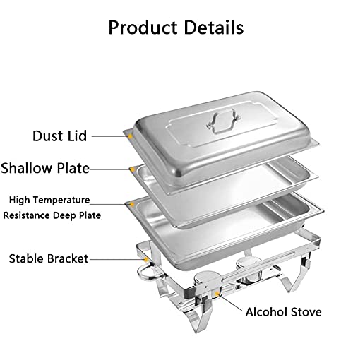 hyywmgx Chafing Dish Buffetset, Edelstahl Chafers und Buffetwärmer-Sets, Speisenwärmer mit Wasserpfanne, Speisenpfanne… – Bild 5