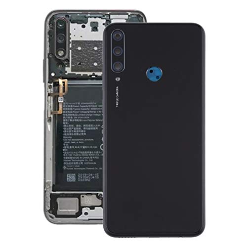 Cache arrière Huawei Y6p noir de rechange avec vitre de caméra