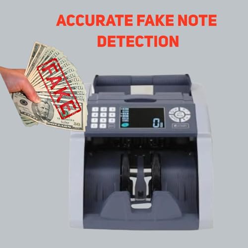 Image of ELCONS Note Counting Machine BANKO-90 | High-Speed Cash Counter 1000 Notes /Min | Fake Note Detection with UV, MG & IR Sensors | Automatic Value Detection | LED Display & Batch Counting (Grey)