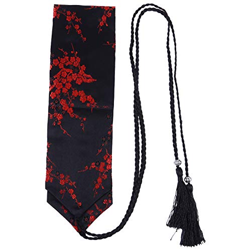 SOIMISS Kimono Femme Ceinture Obi Style Ethnique Japonais Kimono Brodé Ceinture Ceinture Cinch Boho Ceinture avec Gland de Tissage pour Yukata Robe Accessoires Noir Rouge