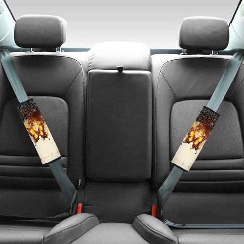 Image of AFPANQZ Golden Butterfly Seat Belt Pads Covers Universal Fit for Truck Vans Sedans SUVs Safety Seatbelt Pad Cushion Comfortable Driving Car Seats Accessories One Pair