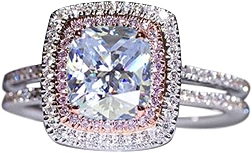 Bague de fiançailles cristal carré et oxyde de zirconium pour femmes éclatant