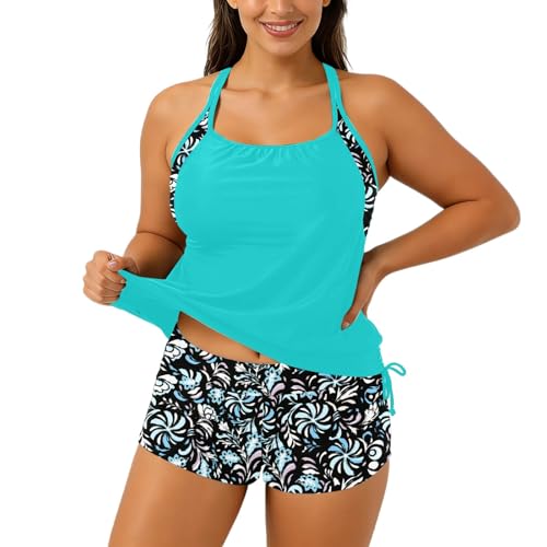 Tankini de Moda con Top de Tiras y Braguita con Bolsillos prácticos Ideal para Llevar Objetos pequeños Mientras disfrutas de la Playa o la Piscina