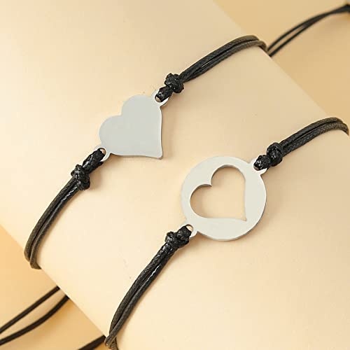 FUTIMELY Heart Bracelet Gifts Mommy and Me Matching Heart Wish Bracelet Set for Mother Bracelets4