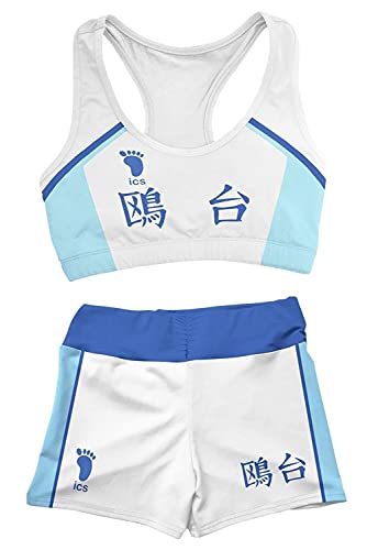 Anime Haikyuu Crop Ensemble haut et short Kamomedai High School Cosplay Sportswear 2 pièces Casual Clothes Blanc XL (tour de poitrine 86 cm) Cover
