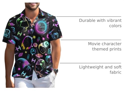 Image of 99TIMORO Fathers Funny Mens Hawaiian Shirt, Movie Button Down Short Sleeve Top, Father Day Summer Gifts