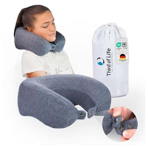 Nackenhörnchen ANDAR Quickdry | Memory-Schaum Reisekissen | Orthopädisches HWS Nackenkissen mit wärmeausgleichendem schnelltrocknendem Bezug | Ideal für Reisen im Auto, Flugzeug, Zug, 30x26x13/10 cm