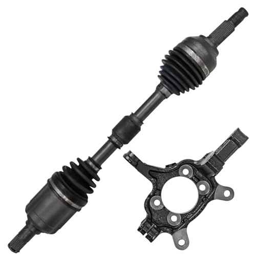 Image of Detroit Axle - 2.5L Front Left Steering Knuckle Kit for 07-12 Nissan Sentra w /CVT Transmission, Driver Side Steering Knuckle CV Axle 2007 2008 2009 2010 2011 2012 Replacement