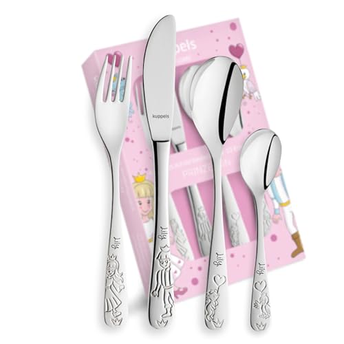 murimage® Kinderbesteck mit Gravur personalisiert aus Edelstahl I Geschenke für Mädchen Namen I Geburtstag I Taufe I Prinzessin-Design I Besteck...