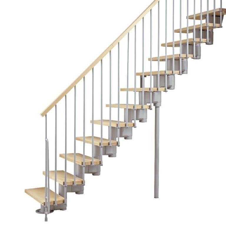 Arke Kompact Modular Stairway Kit - 29" Wide - 75-1/4"H - 119-1/4"H - Gray Powder Coat - Straight Stairway