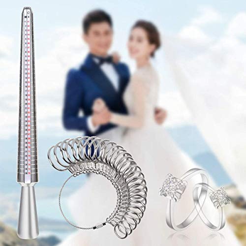 Ring Sizer Measuring Tool Set Metal Ring Sizers Stainless Steel Ring Gauges Finger Sizer & Ring Mandrel Aluminuml (Size 1-13), 27 Pcs (Ring Sizer Set) #TOP4