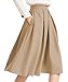 Yige Women's High Waist Flared Skirt Pleated Midi Skirt with Pocket