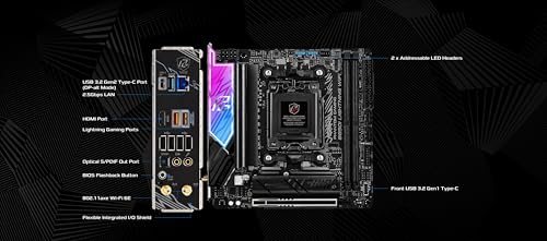 Image of ASRock AMD B850i Lightning WiFi 6E Socket AM5 Ryzen 9000 /8000 /7000 Series DDR5 8200+ (OC) MHz 128GB Mini ITX Motherboard M.2 SATA3 6.0 Gb /s PCIe 5.0 B850 BIOS Flashback