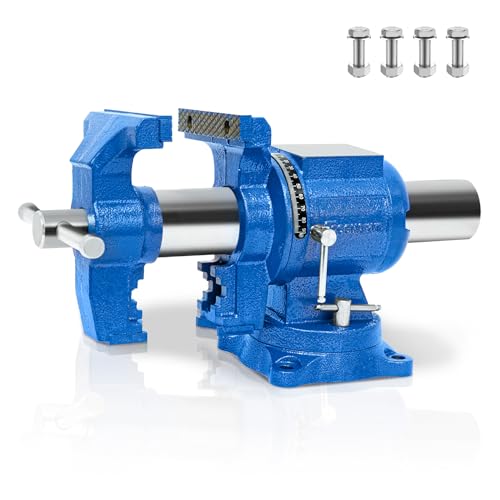 COGNATIVE 360° Multi-Purpose Bench Vise, Ductile Iron, Heavy Duty with Anvil, Clamp force 4000KG, Blue, 5-Inch