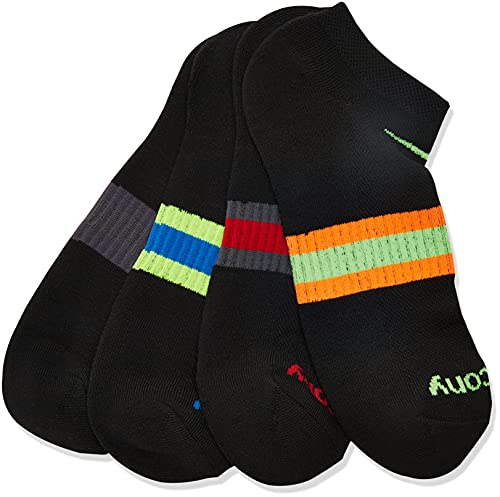 Saucony Men's Arch Stripe Performance No Show Socks, Black (6 Pairs), Shoe Size: 8-12 #TOP1