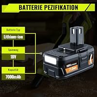JKSOVIA 1 Stück 7.0Ah Ersatzakku für Ryobi 18V ONE+ Akku-Werkzeuge - Li-Ion mit LED-Anzeige, Kompatibel mit Ryobi 18V Akku P104 P105 P107 P108 RB18L40 RB18L50 – Ansicht 2