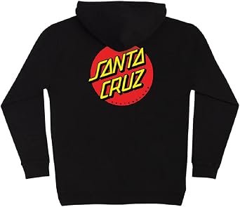 SANTA CRUZ Classic Dot Zip Hooded Heavyweight Sweatshirt Black Lg Mens