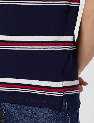 Image of Peter England Men's Cotton Breton Stripe Polo T-Shirt | Casual Wear | Modern Design