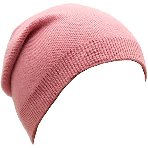 Wheebo Beanie Hat Cashmere Stretch Skull Ski Cap for Women Men -Winter Knit Hat Solid Color Unisex Style, A-pink3, One Size Cover