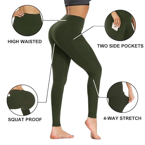 GAYHAY High Waist Yoga Pants with Pockets, Leggings for Women Tummy Control Compression Workout Leggings for Women