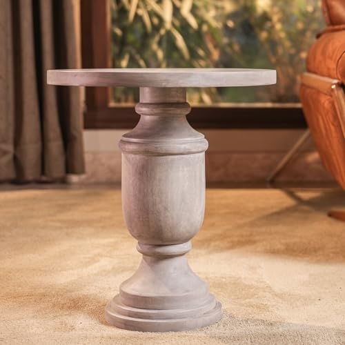 Image of Misty End Table Wooden Side Table for Bedroom| Living Room | Bedside Table | Nightstand | Sofa Side Table | Accent Table | Home Decor Furniture | Grey Finish | Mango Wood | 51cm