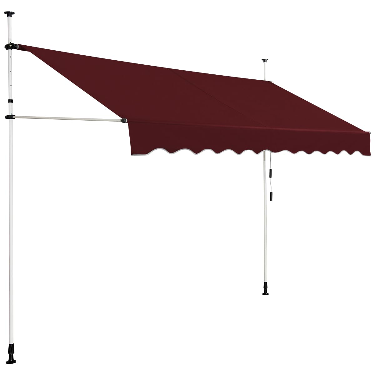 RELAX4LIFE Store Banne Manuel sans Perçage, Auvent Balcon Rétractable avec Manivelle, Tissu Oxford Anti-UV Imperméable, Hauteur Réglable 2-3 M, Store Banne pour Porte Fenêtre (Bordeaux,300 X 125 cm)