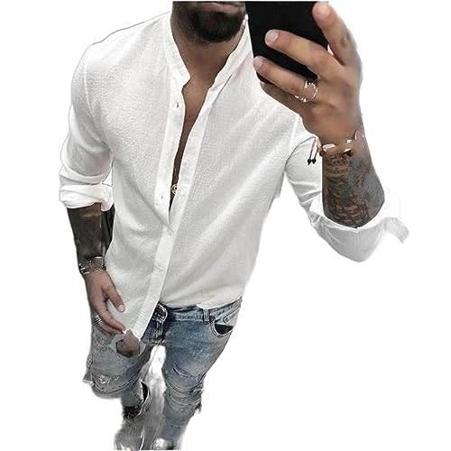 Chemise respirante homme en coton lin anti-chaleur à la mode