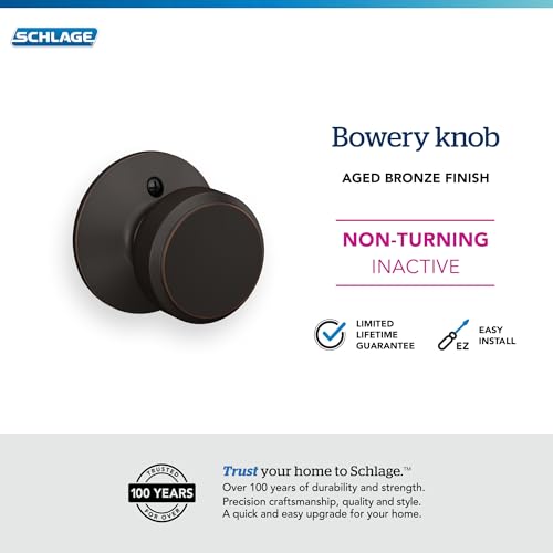 Image of SCHLAGE Knob Non-Turning Lock, Antique Brass (F170 ORB 609)