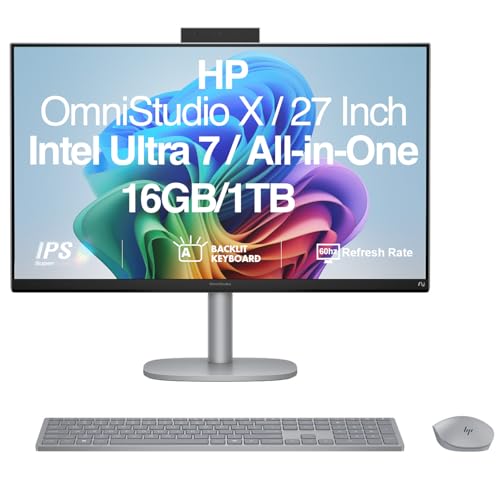 Image of HP OmniStudio X Copilot + All-in-One 27 inch IPS 4K UHD (3840x2160) Display AI PC (Intel Ultra 7-256V (47 NPU Tops), 16GB LPDDR5X, 1TB SSD, Intel Arc 140V, WiFi 6, Webcam, Bluetooth 5.4, Win 11 Home)