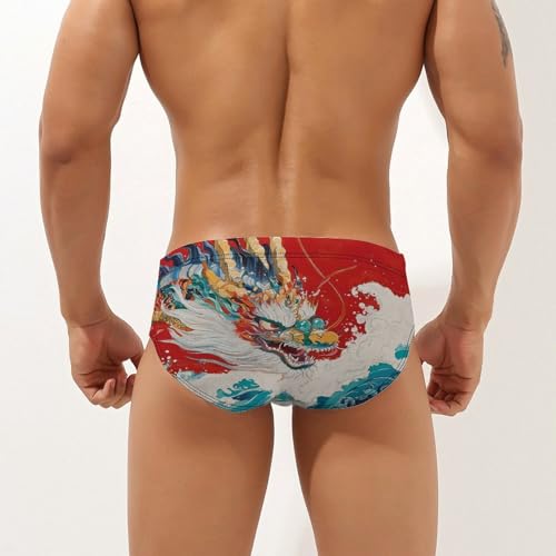 Dragon and Wave Mens Swim Briefs Quick Dry Triangle Trunks Swimsuit Swimming Bikini Swimwear2