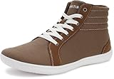 WHITIN Men's Wide High Top Barefoot Shoes Boots Fashion Canvas Sneakers Zero Drop Sole Size 8.5 Casual Minimal Fitness Walking Brown 42