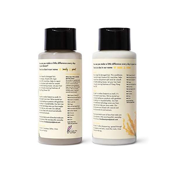 Love Beauty and Planet Coconut Oil & Ylang Hope and Repair Shampoo and Conditioner for Dry and Damaged Hair 2 Count, 13.5 oz each, Paraben , Silicone Free, Vegan