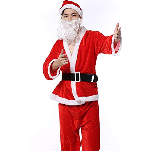 Kerstman kostuum Regal pluche 5 stuks van luxe professioneel kerstman pak Kerstman verkleedkleding cosplay kostuum kostuum goud fluweel materiaal geschikt voor Kerstmis en Halloween<br> - Afbeelding 5