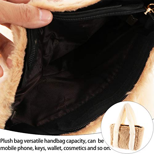 KESYOO Bolsa Fofa Bolsa Mini Bolsa Macia Bolsa de Ombro Portátil Bolsa de Pelúcia Versátil Cáqui