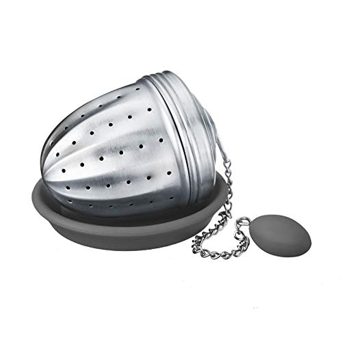 Westmark Tee-Ei mit Silikon-Untersetzer, Teatime, Rostfreier Edelstahl 18/8 und Silikon, ø 4,5 cm, 15832260