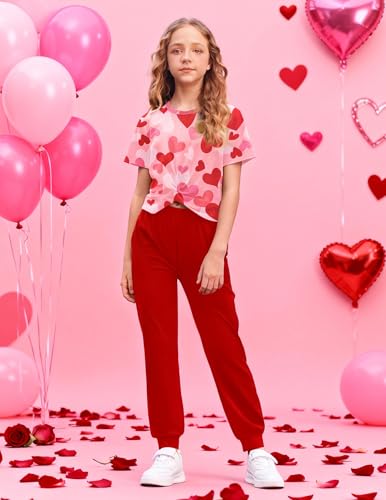 Image of Arshiner Girls Clothing Sets Tie Dye Twist Front Tops & Sweatpants Outfits Sportwear Sweatsuits Tracksuits 4-13 Year