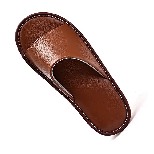 Joofan Unisex Mens And Womens Genuine Cowhide Leather Slippers Non Slip Home Bedroom Shoes House Slippers Comfy Open Toe Indoor Outdoor Shoes Slippers #TOP5